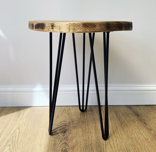 Rustic circle side table - table,